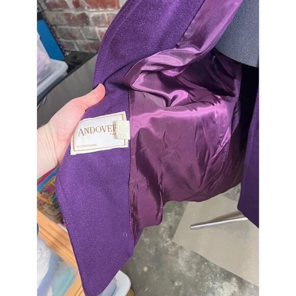 wool coat overcoat vintage double breasted purple - Picture 12 of 14